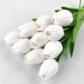 Miniatyrbilde 6 av 11: 10 stk. kunstige blomster hagetulipaner ekte berøringsblomster tulipanbukett dekor Mariage for hjemmebryllupsdekorasjoner falsk blomst C-light yellow tulip