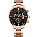 Miniatyrbillede 3 af 11: Kalender Stål Ur Herre Stort Urskive Quartz Ur Herre Ur Herre Ur Rose gold black surface