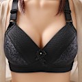 Pikkukuva 1 / 6: Push Up Rintaliivit Naisille Seksikkäät Alusvaatteet Pitsi Kukkakirjailu Rintaliivit Saumattomat Langattomat Bralette Soutien Gorge Black 44/100C