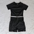 Miniatyrbild 1 av 11: Yoga Set Träningskläder Sportset Gymkläder Träningsoverall Högmidjade Leggings För Kvinnor black shorts set M