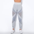 Pikkukuva 5 / 9: Eurooppalaiset ja amerikkalaiset saumattomat neulotut seksikkäät raidat kosteutta siirtävät joogahousut urheiluun juoksuun fitness-housut naisille 6301 trousers-Black S