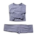 Pikkukuva 7 / 11: Joogasetti treeniurheiluvaatteet pitkähihainen crop-toppi korkeavyötäröiset leggingsit naisille 2D-pink M