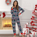 Miniatyrbild 4 av 6: Julpyjamas Matchande Familj Pyjamas Hemmakläder Set Pyjamas 8409 M