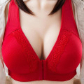 Miniatyrbillede 1 af 4: Dame Frontlukning Push Up BH Ensfarvet Sømløs BH 3/4 Dækning Blød Komfortabel Bralette Undertøj Red 42/95