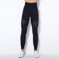 Pikkukuva 5 / 9: Eurooppalaiset ja amerikkalaiset saumattomat neulotut seksikkäät raidat kosteutta siirtävät joogahousut urheiluun juoksuun fitness-housut naisille 6301 trousers-dark green M