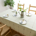 Miniatyrbilde 4 av 11: Duske Cotton Linen Ensfarget Rutete Støvtett Duk Rektangulær Duk Gray 140*200cm