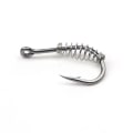 Miniatyrbilde 4 av 4: Fiskekrok 10 stk/pose Høykarbonstål Fjær Fiskekrok Med Mothaker Svivel Karp Eksplosjonskroker Jigg Fluefiskekroker Med Hull Utstyr 9
