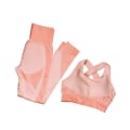 Miniatyrbild 1 av 11: Yoga Set Långärmad Tröja+Sport-BH+Sömlösa Leggings Träningskläder Löparkläder Gymkläder 2pcs Bra Suits Pink L