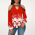 Miniatyrbild 5 av 6: Julkläder Damkläder Ljus Kristall Patchwork Cold-Shoulder Julkläder Snowflake XL
