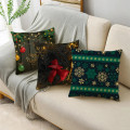 Miniatyrbild 3 av 11: Merry Xmas Prydnadskuddar Överdrag 40/45/50cm Julgran Snögubbe Ornament Bollar Kuddfodral för Soffa Vardagsrum Heminredning 50cm x 50cm 02