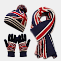 Miniatyrbild 1 av 5: Flaggmössa Halsduk Handskar Tredelat Set Vinter Utomhus Varm Mössset National flag style three-piece set