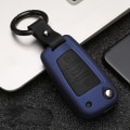 Miniatyrbilde 3 av 6: ABS Karbonfiber Silikon Bilnøkkel Deksel Beskyttelsesetui for A3 A4 A5 C5 C6 8L 8P B6 B7 B8 C6 RS3 Q3 Q7 TT 8L 8V S3 Nøkkelring Blue