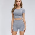 Pikkukuva 8 / 11: Joogasetti treenipaidat urheiluhousut rintaliivit kuntosalivaatteet shortsit naisille 3pcs WineRed L