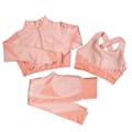 Miniatyrbild 8 av 11: Yoga Set Långärmad Tröja+Sport-BH+Sömlösa Leggings Träningskläder Löparkläder Gymkläder 3pcs  Black Suits S