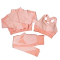 Pikkukuva 8 / 11: Joogasetit Pitkähihainen Paita+Urheiluliivit+Saumattomat Leggingsit Treenaus Juoksu Vaatteet Kuntosalivaatteet 3pcs  Black Suits L