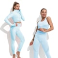 Miniatyrbillede 4 af 11: Yoga Sæt Træning fitness tøj til kvinders træningsdragt 3 Pcs set gray S