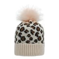 Miniatyrbilde 2 av 8: Høst og Vinter Strikket Lue Dame Leopardtrykk Ullstrikket Lue Moderne Varm Stor Pelsdusk Lue Black