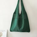 Pikkukuva 2 / 10: Naisten design-neulekäsilaukut, suuri tilavuus, naisten shopper-laukut, kesän rantakassi, isot käsilaukut, rennot ontot kudotut olkalaukut Green
