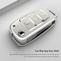Miniatyrbillede 4 af 10: Blød TPU Bil Flip Nøgle Etui Cover Skal Fob til A1 A3 A6 A6L Q2 Q3 Q7 TTS R8 S6 RS3 Beskytter Nøglering Auto Tilbehør Overseas Phnom Penh white