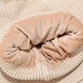 Pikkukuva 3 / 10: Neulottu pipo, huivi ja käsineet, kolmiosainen, paksuuntettu, lämmin turkispallopipo ulkoiluun Beige