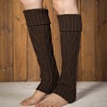 Pikkukuva 2 / 10: Talviset neulotut villaiset lämpimät leggingsit Vintage Lingge yksivärinen lämpöä pitävät pitkät sukat Karvaiset säärystimet naisille khaki one size
