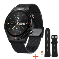 Miniatyrbilde 1 av 4: Smartklokke Yijian Opptak Full rund Full berøringsskjerm Bluetooth-anrop Stemmeassistent Sport Smartklokke Black Milan steel belt