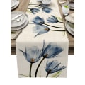 Miniatyrbild 6 av 11: Blå Tulpan Bordslöpare för Matbord Köksinredning Fläckresistent Matbordsduk Rektangulär Bordslöpare 200-33cm 78-13inch 04