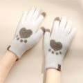 Miniatyrbillede 6 af 11: Kattepote Print Handsker Mobiltelefon Touchscreen Strikkede Handsker Vinter Tykke &amp; Varme Voksen Bløde Fluffy Handsker Herre Dame Beige One Size