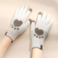 Miniatyrbillede 6 af 11: Kattepote Print Handsker Mobiltelefon Touchscreen Strikkede Handsker Vinter Tykke &amp; Varme Voksen Bløde Fluffy Handsker Herre Dame Grey1 One Size