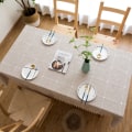 Miniatyrbilde 1 av 11: Duske Cotton Linen Ensfarget Rutete Støvtett Duk Rektangulær Duk Brown 140*300cm