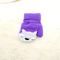 Miniatyrbild 1 av 10: Barntvantar Tecknade Figurer För 1-3 År Gamla Flickor Pojkar Liten Räv Vintervantar Dubbla Lager Stickad Ull Plus Sammet Varma Handskar Purple