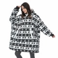 Miniatyrbilde 8 av 11: Vinter Oversized Hettegenser Teppe Med Ermer Fleece Genser Rutete Hette Dame Lomme Hettegenser Oversize Mykt Teppe Leopard One Size