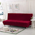 Miniatyrbild 1 av 11: Universal Storlek Plysch Sofföverdrag Bäddsoffa Ärmlös Fällbar Sits Överdrag Stretch Överdrag Billigt Soffskydd Elastiskt Överdrag Red L Size