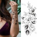 Pikkukuva 3 / 4: Violetti ruusu koru vesisiirtotatuointi tarrat naisille vartalon rintakehän taide väliaikainen tatuointi tyttö vyötärö rannekoru flash tatuoinnit kukka model 5