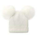 Miniatyrbilde 5 av 9: Vinterstrikket Lue Barn og Kvinner Ullue Par Fluffy Ball Lue Vinterlue Ensfarget med Pels Mor og Baby Foreldre-Barn Lue #4 Gray S code (0-4 years old)