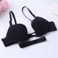 Miniatyrbilde 4 av 6: Push Up Bralette Topp BH Undertøy Dame Dyp U Ultra Lav Ryggløs Bryst Multi-bruk Brudekjole Åpen Rygg Enkel BH Black 75B