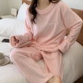 Miniatyrbild 4 av 5: Vintervarma Flanell Dam Pyjamas Set Plysch Sammet Långärmad Sovkläder Nattkläder Korall Fleece Flickor Hemmakläder White