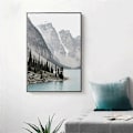 Miniatyrbillede 5 af 5: Bjerg Sølandskab Lærredsmaleri Stue Vægkunst Billede Plakat Indretning JIKAIX 40x50cm A 40x50cm A