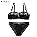 Miniatyrbilde 1 av 4: Sexy Undertøysett Blonde-BH 1/2 Cup BH Pluss Størrelse Black 90d