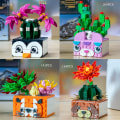 Miniatyrbillede 2 af 11: Bouquet DIY Byggeklodser Romantisk Rose Blomst Bonsai Kaktus Blomsterplante 3D Model Klodser Børns Pædagogiske Legetøj Pigegave 92032C No Box
