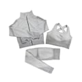 Miniatyrbild 8 av 11: Yoga Set Långärmad Tröja+Sport-BH+Sömlösa Leggings Träningskläder Löparkläder Gymkläder 2pcsBra Dark Green S