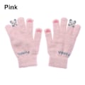 Miniatyrbild 1 av 11: 2023 Elastiska Fullfingerhandskar Varma Tjocka Cykelkörningsmode Dam Herr Vinter Varma Stickade Yllehandskar Utomhus New Cute-Pink One Size