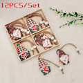 Pikkukuva 1 / 11: 9/12 kpl Joulutonttu Puinen Riipus Enkeli Joulupukki Joulukuusen Riipukset Koristeet Navidad Hyvää Uutta Vuotta 2024 C-03(12-piece set)