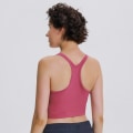 Miniatyrbilde 1 av 10: Yoga BH Smørmyk Racerback Crop Tank Topp Medium Støtte for Trening Fitness Løping White S