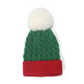 Miniatyrbillede 1 af 4: Strikket Hue Børn Grøn Rød Syning Uldhue Varm Pelskugle Beanie Hue Børn Jul B M（50-52cm）