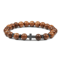 Miniatyrbillede 1 af 11: Herrearmbånd Træperler Kors 7 Chakra Healing Balance Onyx Armbånd & Armringe Ugle Bøn Reiki Buddha Kvinder Smykker Homme Cross