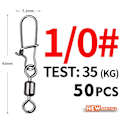 Miniatyrbilde 11 av 11: Fishhook 50 stk. Gjeddefiske Tilbehør Koblingsstift Lager Rullende Svivel Rustfritt Stål Snap Fiskekrok Lokkesvivler Utstyr Size8 22mm 12kg