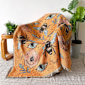 Miniatyrbild 4 av 11: Boho Sofffilt Stickad Bomull Sofföverdrag Demon Öga Viktad Tapet Bohemisk Tofs Boho Väggdekor Picknickfilt Filtar T 130x160cm