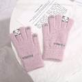 Miniatyrbild 5 av 9: Varma vinterhandskar för utomhuscykling, stickade handskar, söta köldtåliga pekskärmshandskar Pink One size