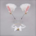 Miniatyrbillede 5 af 8: Sødt Smukt Kvinder Piger Katteøre Hårbøjle Halskæde Anime Fest Cosplay Kostume Klokke Plys Hovedbeklædning Hårbøjle Hårtilbehør collar style2